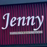 Letrero de la tienda Jenny Papelería y Cosméticos